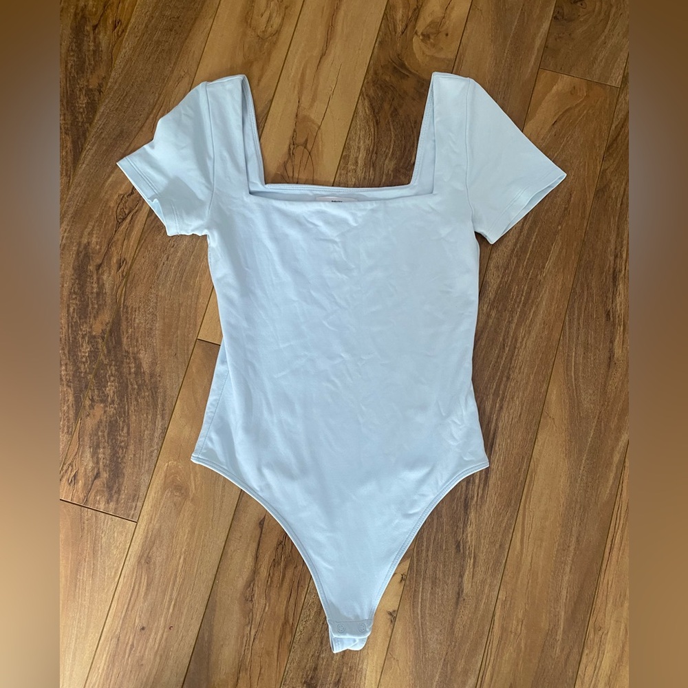Contour square neck body suit in ice blue